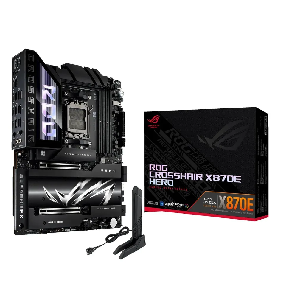 ASUS MB Sc AM5 ROG CROSSHAIR X870E HERO, AMD X870, 4xDDR5, 1xHDMI, 2xUSB4, WiFi