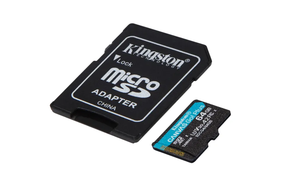KINGSTON 64GB microSDXC Canvas Go Plus Gen4 200MB/s A2 U3 V30 Card + Adapter