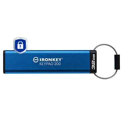 KINGSTON 32GB IronKey Keypad 200, FIPS 140-3 Lvl 3 (Pending) AES-256 Encrypted