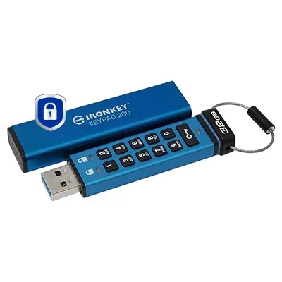 KINGSTON 32GB IronKey Keypad 200, FIPS 140-3 Lvl 3 (Pending) AES-256 Encrypted