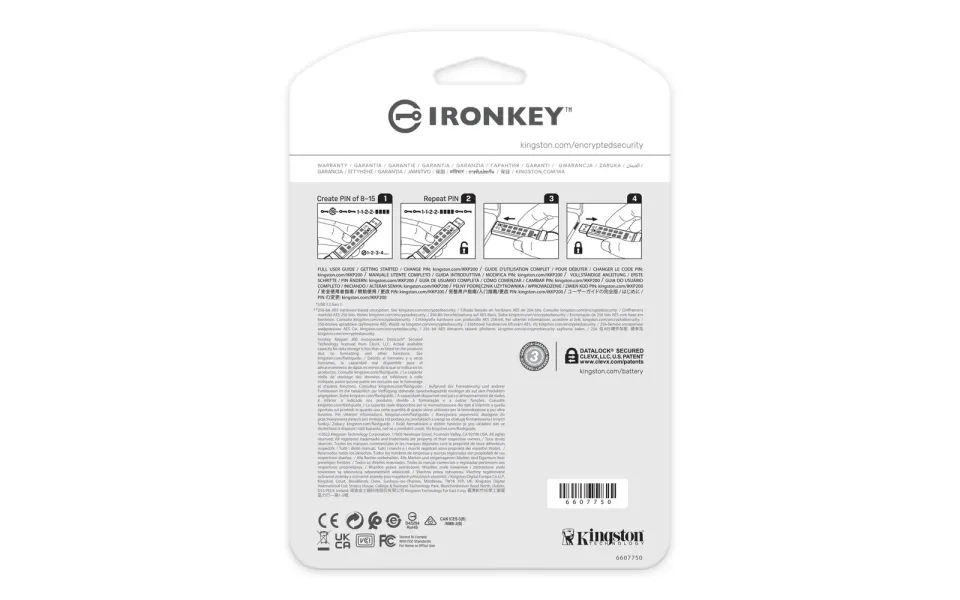 KINGSTON 32GB IronKey Keypad 200, FIPS 140-3 Lvl 3 (Pending) AES-256 Encrypted