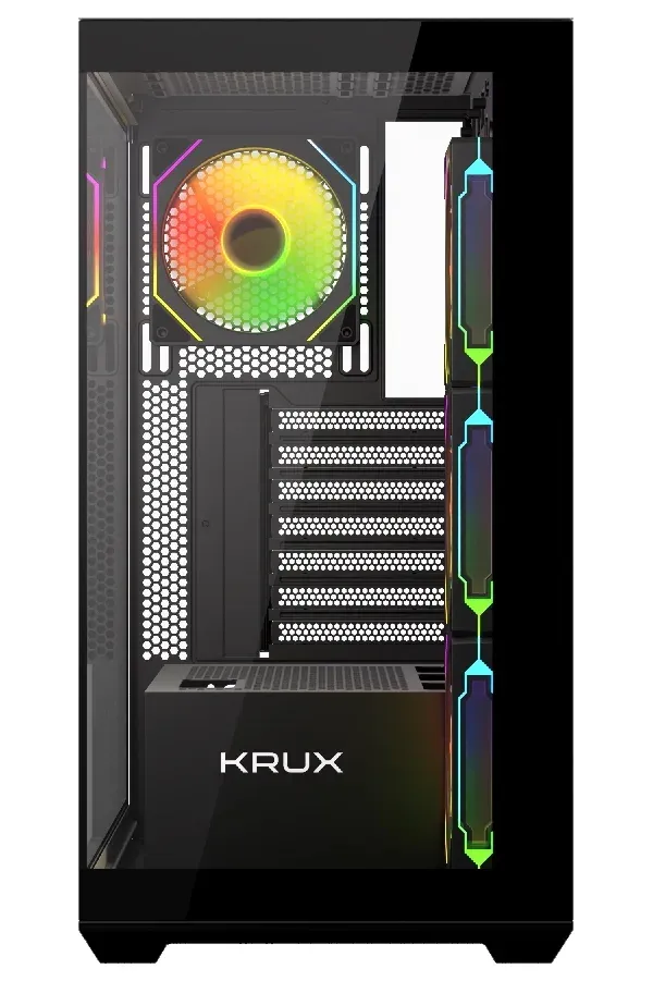 Krux skříň Exo / ATX / 4x120mm RBG fan / 2xUSB 2.0 / USB-C / tvrzené sklo / černá