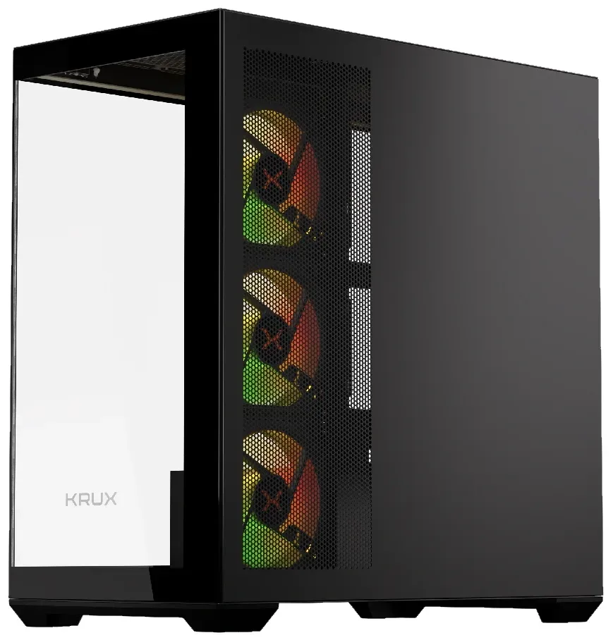 Krux skříň Exo / ATX / 4x120mm RBG fan / 2xUSB 2.0 / USB-C / tvrzené sklo / černá