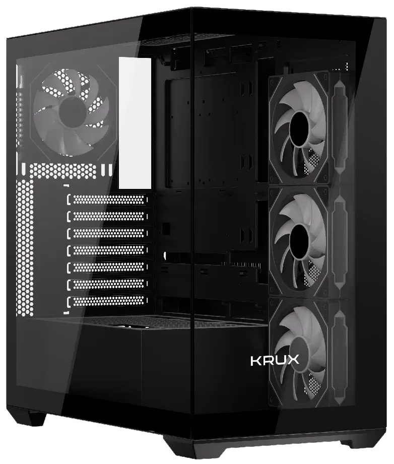 Krux skříň Exo / ATX / 4x120mm RBG fan / 2xUSB 2.0 / USB-C / tvrzené sklo / černá