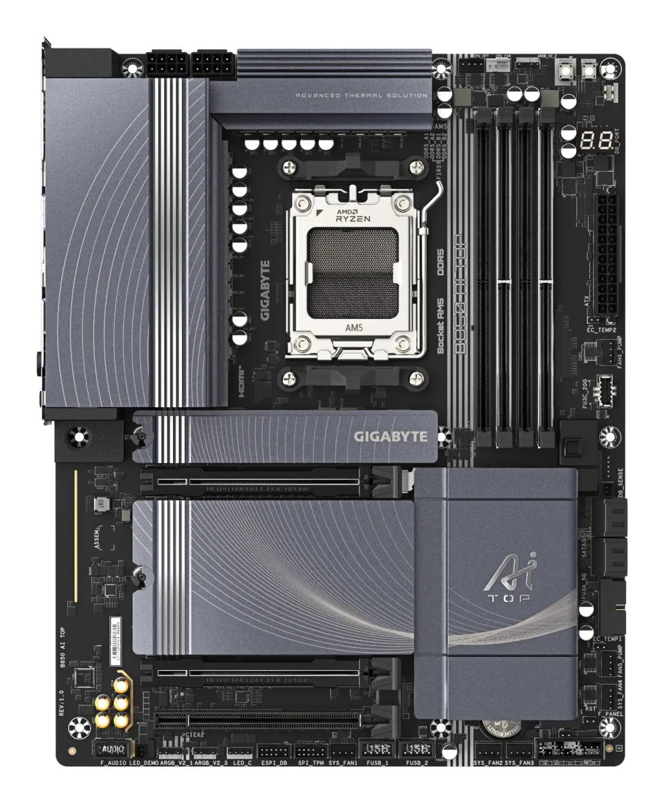 GIGABYTE MB Sc AM5 B850 AI TOP, AMD B850, 4xDDR5, 1xUSB4, 1xHDMI, WI-FI, ATX