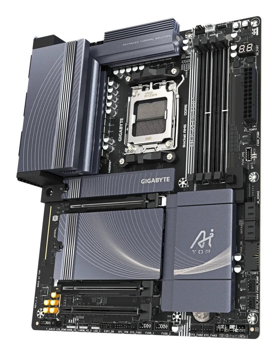 GIGABYTE MB Sc AM5 B850 AI TOP, AMD B850, 4xDDR5, 1xUSB4, 1xHDMI, WI-FI, ATX