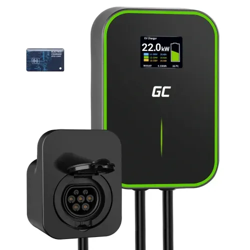 Green Cell Wallbox EV PowerBox 22kW RFID charger with Type 2 socket for charging