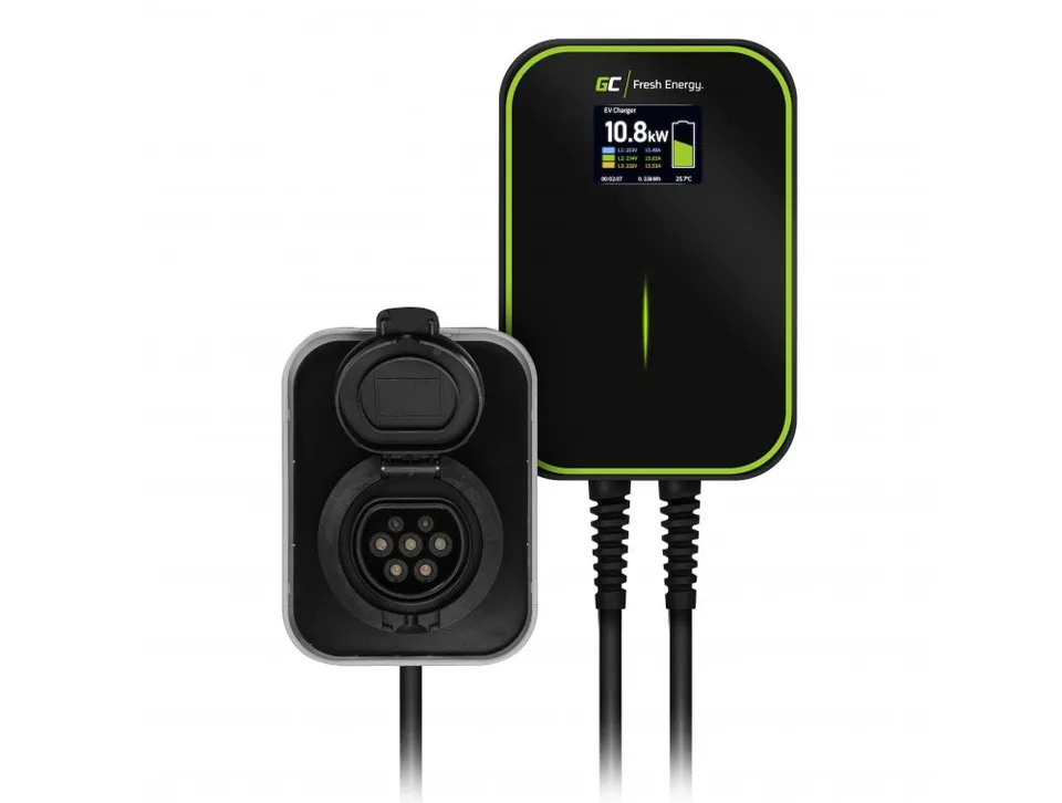 Green Cell Wallbox EV PowerBox 22kW RFID charger with Type 2 socket for charging