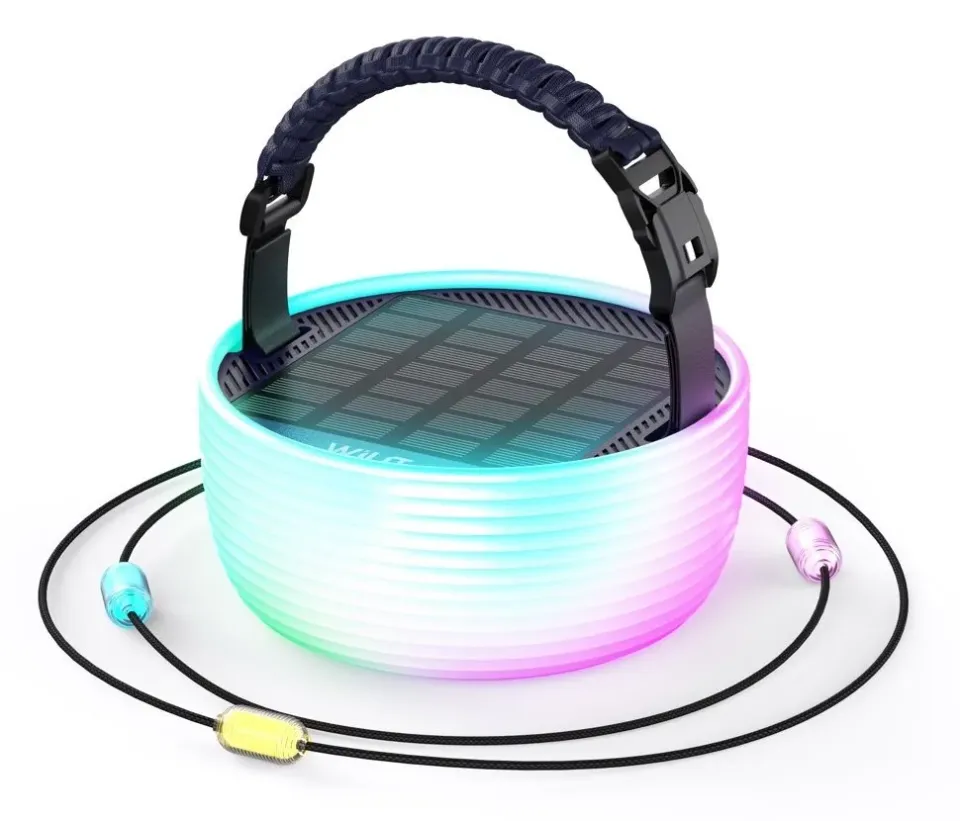 IMMAX solární kempingová lampička s integrovaným RGB LED světelným řetězem/ 10W/ IP65/ USB-C