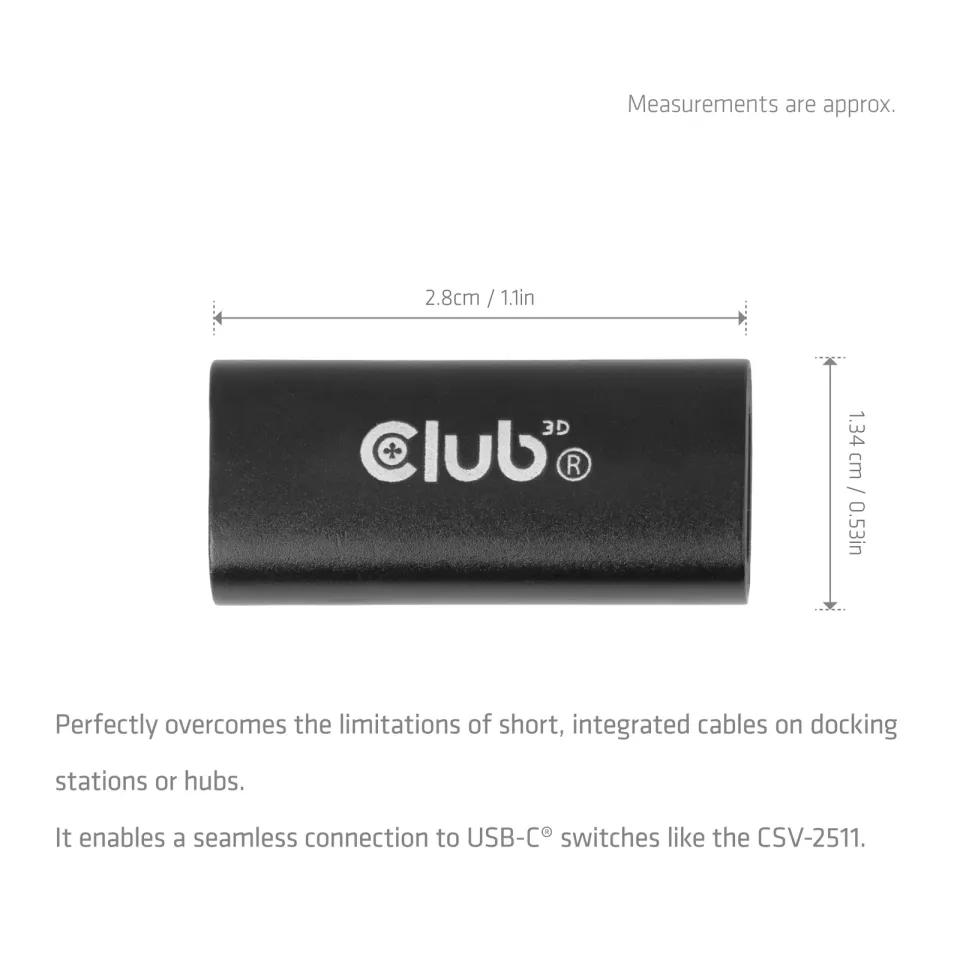 Club3D Adaptér Female USB-C 40G 240W 8K60Hz