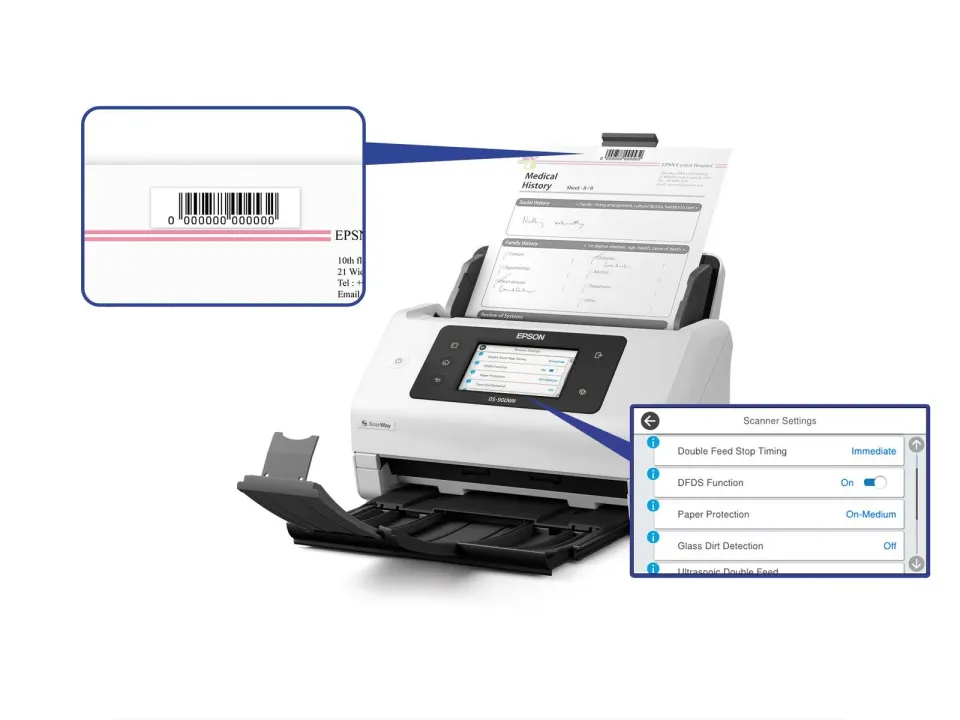 EPSON skener WorkForce DS-900WN - A4/70 str./min/600x600dpi/USB3.0/DADF/LAN/Wi-F
