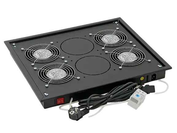 19" horiz.vent.j.4xVent.-220V/92W termost.2U černá