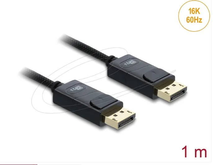 Delock Koaxiální kabel DisplayPort 16K 60 Hz 80 Gbps s pleteným opláštěním 1 m