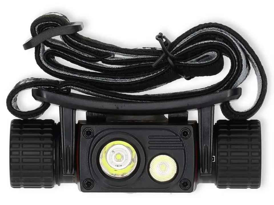 NEDIS LED čelovka/ 1000 lm/ napájení z baterie/ napájení z USB/ 3.7 V DC/ včetně baterií/ dobíjecí/ černá