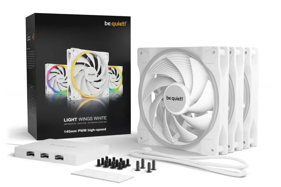 Be quiet! / ventilátor Light Wings White / 140mm / PWM / high speed / 3-pack / bílý