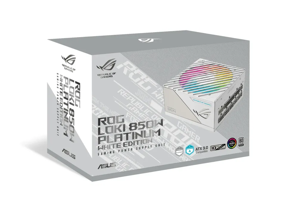 ASUS zdroj ROG Loki SFX-L 850W White Edition, 80+ Platinum, ARGB