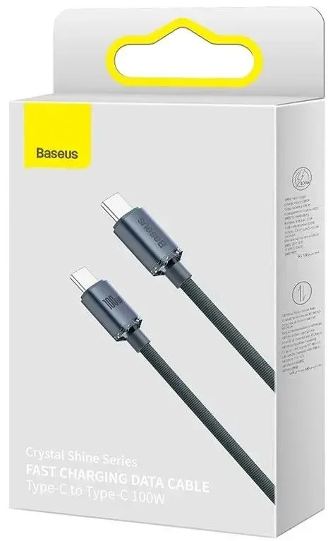 Baseus CAJY000601 Crystal Shine Series Datový Kabel USB-C - USB-C 100W 1,2m Black