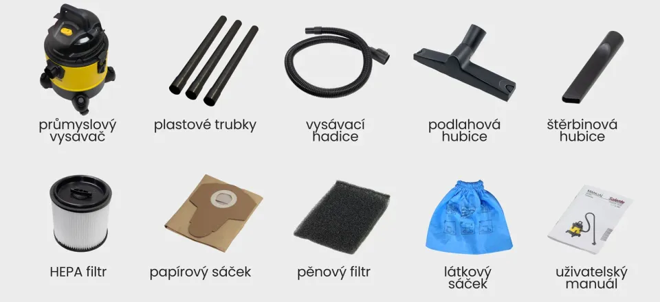 Salente ProVacs, průmyslový víceúčelový vysavač a fukar 4v1, žlutý