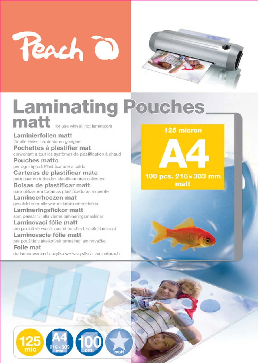 PEACH laminovací folie A4 (216x303mm), 125mic, matt, 100ks
