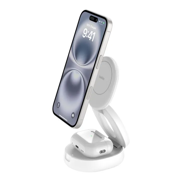 Belkin BOOST CHARGE Qi2 15W 2v1 Magnetická skládací nabíječka pro iPhone/Apple W (WIZ035kqWH)