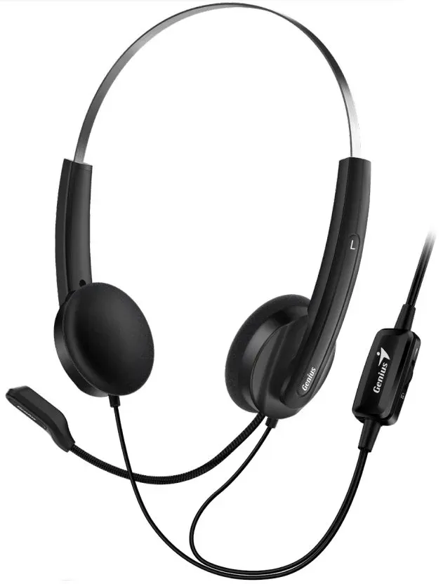 Genius HS-220U , Headset, náhlavní, drátový, s mikrofonem, ovládání hlasitosti,