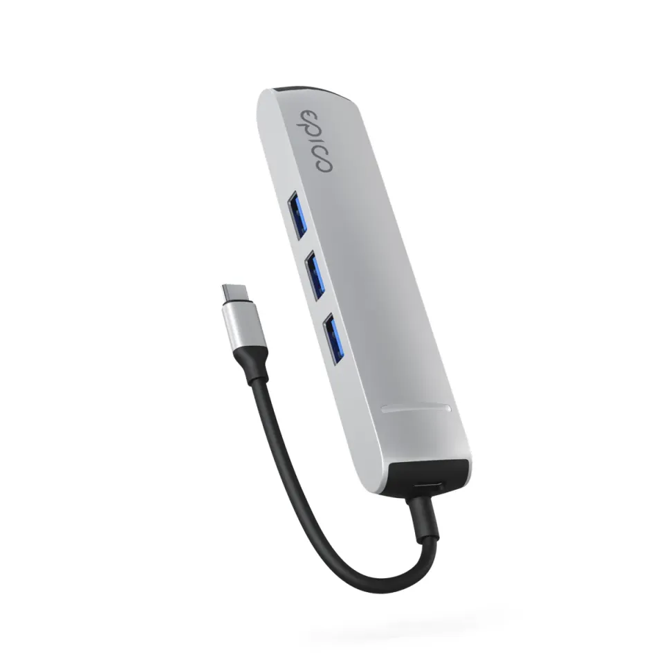 Epico 6v1 Slim Hub 8K s USB-C konektorem - stříbrná