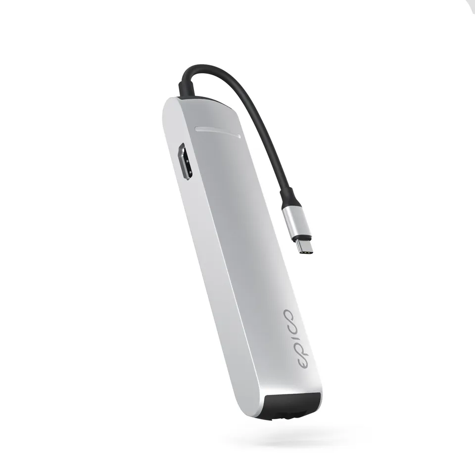 Epico 6v1 Slim Hub 8K s USB-C konektorem - stříbrná