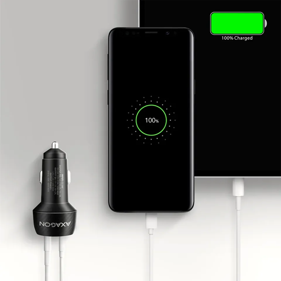 AXAGON PWC-PQ48 nabíječka do auta 48W, USB-A + USB-C, PD3.0/PPS/QC4+/SFC/Apple