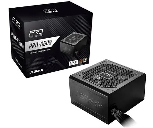 ASROCK zdroj PRO 650W Bronze PRO-650B 80Plus Bronze, ATX3.1, ventilátor 120mm