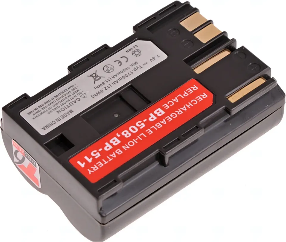 Baterie T6 Power Canon BP-508, BP-511, BP-511A, BP-512, BP-514, 1600mAh, 11,8Wh, hnědá
