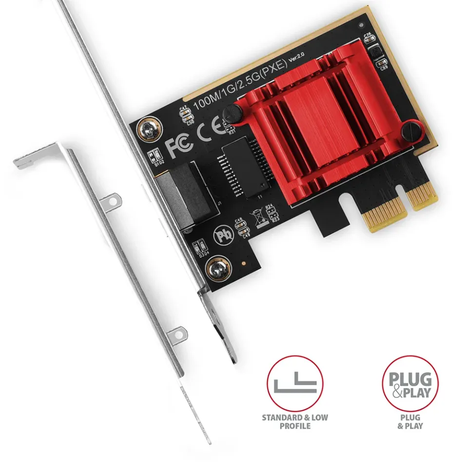 AXAGON PCEE-G25, PCIe síťová karta - 2,5 Gigabit Ethernet port (RJ-45), Realtek