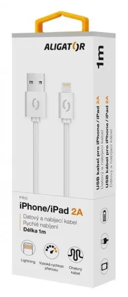 ALIGATOR Datový kabel 2A, Lightning bílý