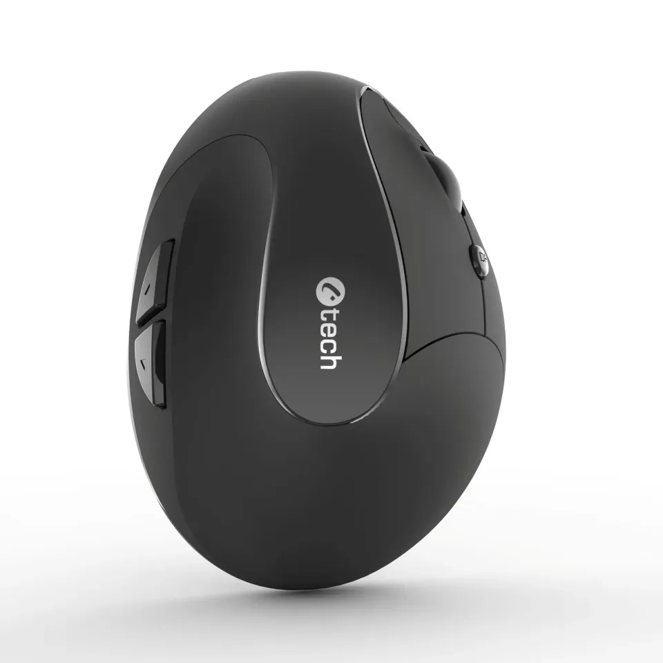 C-TECH myš VEM-17, vertikální, Dual mode, bezdrátová, BT5.0 + 2,4GHz, 1600DPI, č