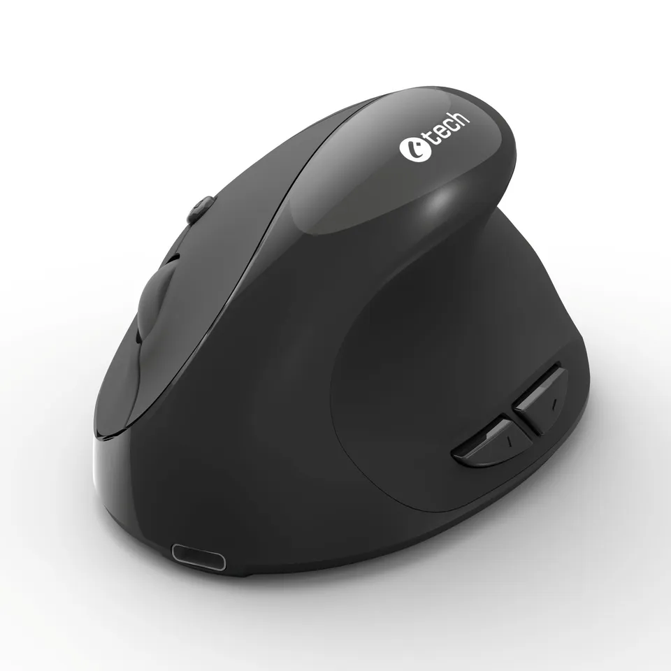C-TECH myš VEM-17, vertikální, Dual mode, bezdrátová, BT5.0 + 2,4GHz, 1600DPI, č