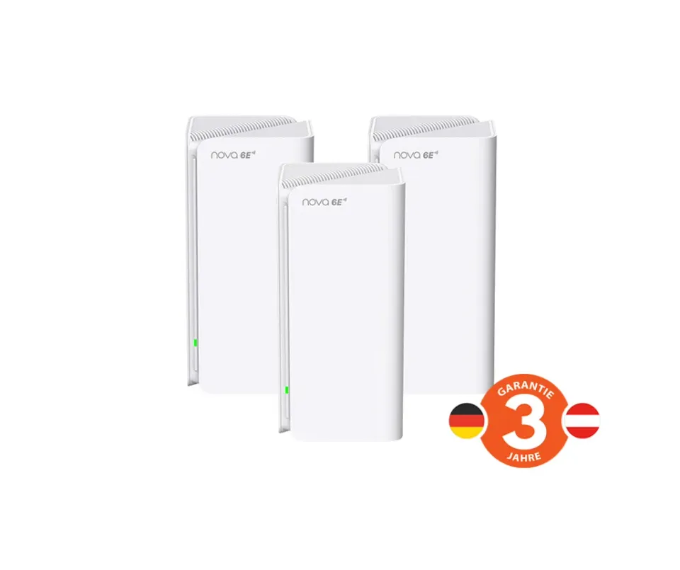 Tenda Nova MX21 Pro (3-pack) WiFi 6E AXE5700 Mesh Gigabit system, router, 9x GLAN/GWAN, VPN, CZ app