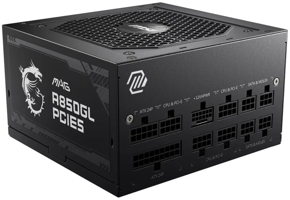 MSI zdroj MAG A850GL PCIE5/ 850W/ ATX3.0/ akt. PFC/ 7 let celk. záruka/ 120mm fan/ modulární kabeláž/ 80PLUS ...