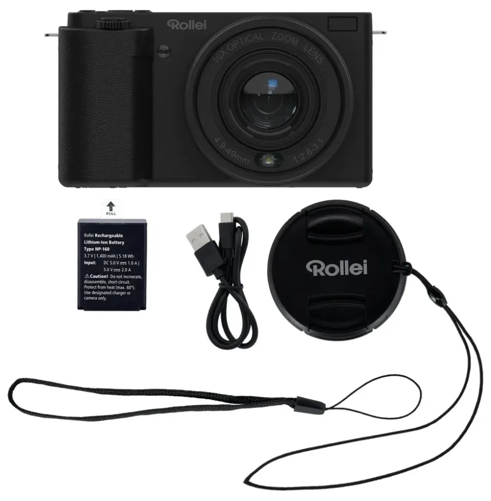Rollei Compactline 10x Flip Screen/ 64 MPix/ 10x zoom/ Vyklápěcí 2,88 LCD/ 4K video/ Černý