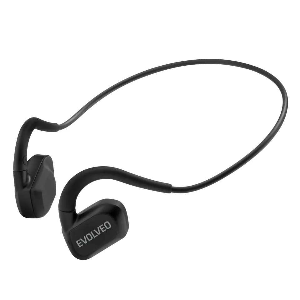 EVOLVEO BonePro, bezdrátová sluchátka na lícní kosti, MP3 32GB, IP68, černá