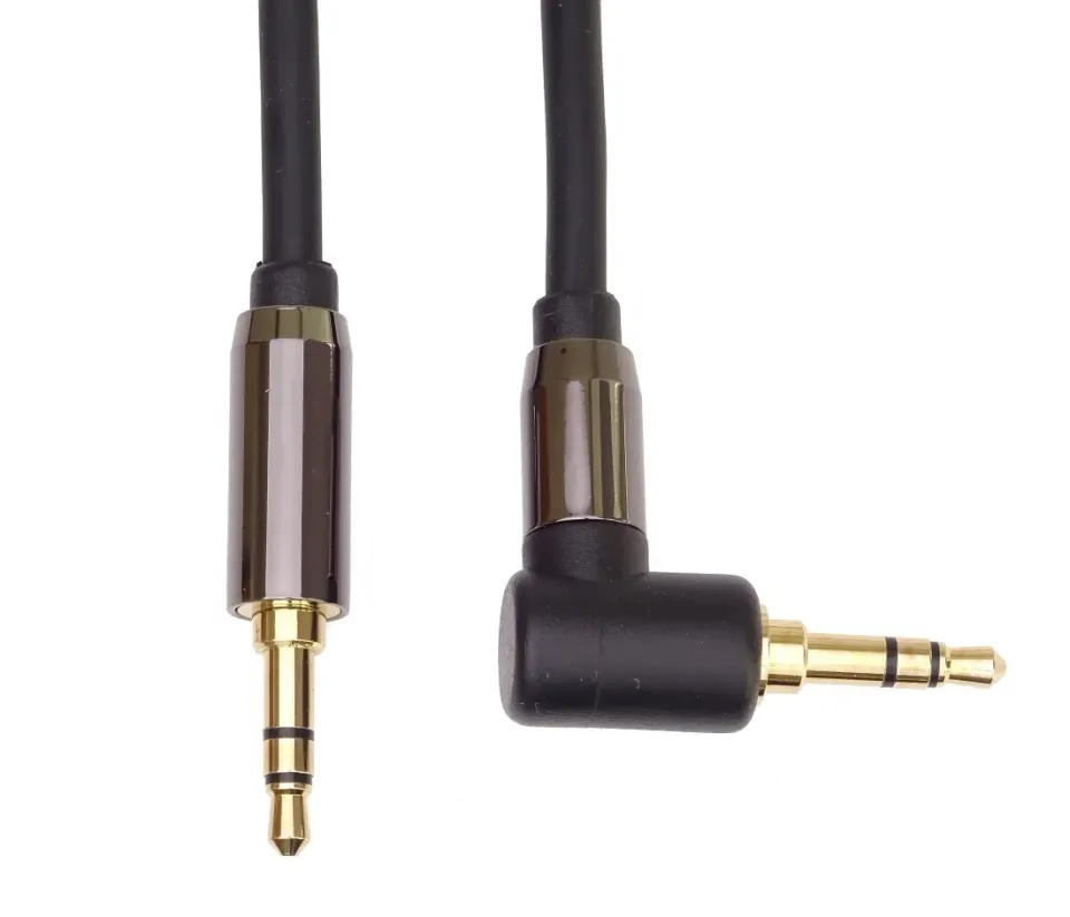 PremiumCord HQ stíněný kabel stereo Jack 3.5mm - Jack 3.5mm zahnutý 90° 1,5m