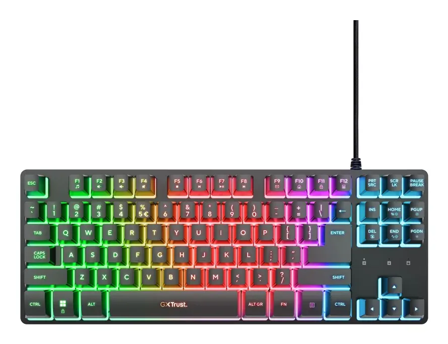 TRUST Klávesnice GXT 833 Thado, Membránová, USB, RGB, černá