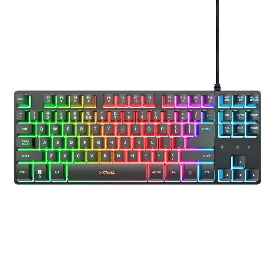 TRUST Klávesnice GXT 833 Thado, Membránová, USB, RGB, černá