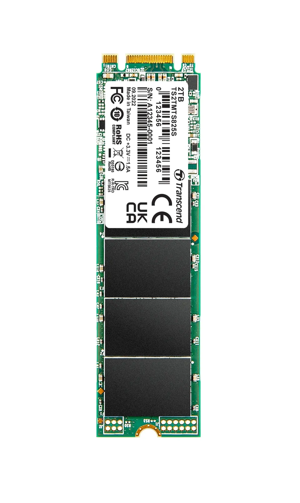 TRANSCEND MTS825S 2TB SSD disk M.2, 2280 SATA III 6Gb/s (3D TLC), 560MB/s R, 500