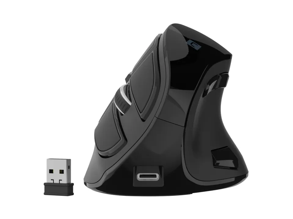 Vertikální bezdrátová myš Natec EUPHONIE PRO/Vertikální/Blue Sense/Pro praváky/2 400 DPI/USB+BT/Čern