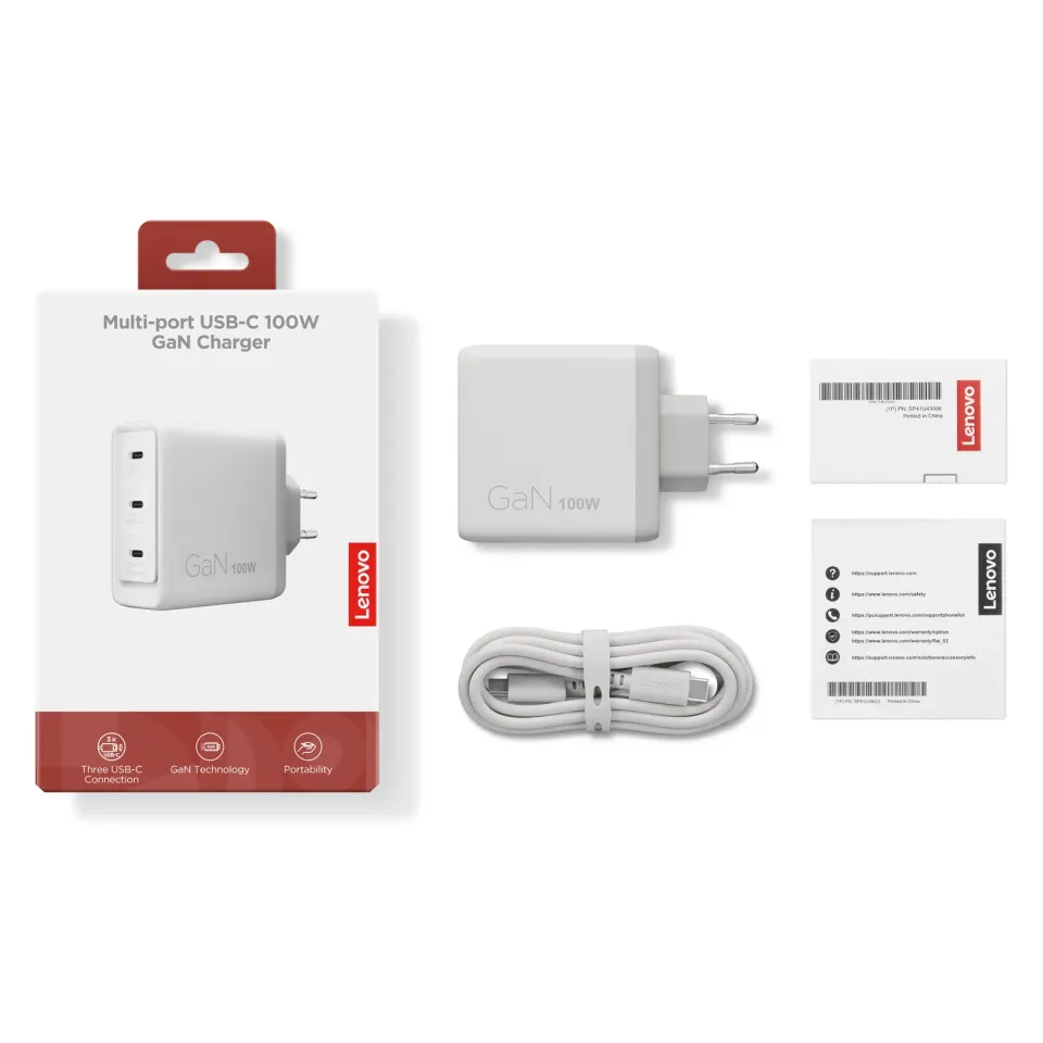 Lenovo CONS Multi-port USB-C 100W GaN Charger = napájecí adaptér s 3x UBS-C v b