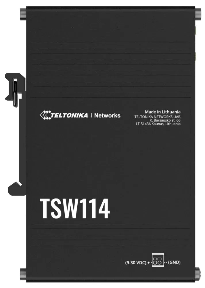 Teltonika TSW114 průmyslový switch 5x GE, integrovaný držák na DIN