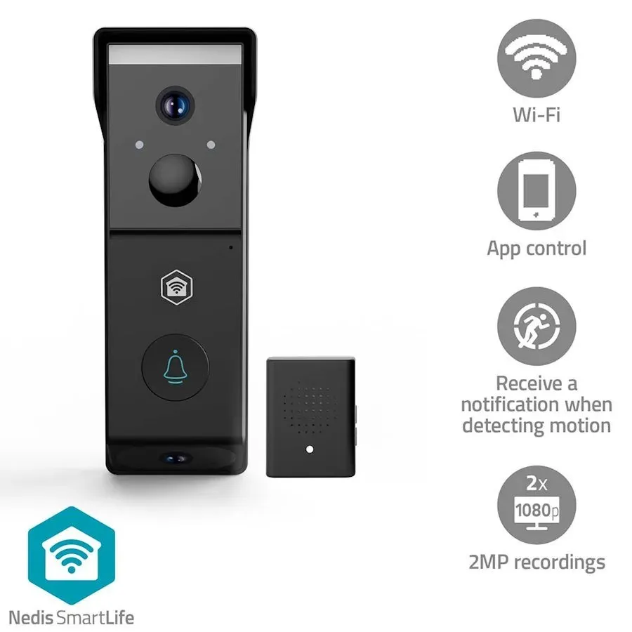Nedis WIFICDP31BK - SmartLife Dveřní Video Telefon| Wi-Fi | Napájení z baterie |