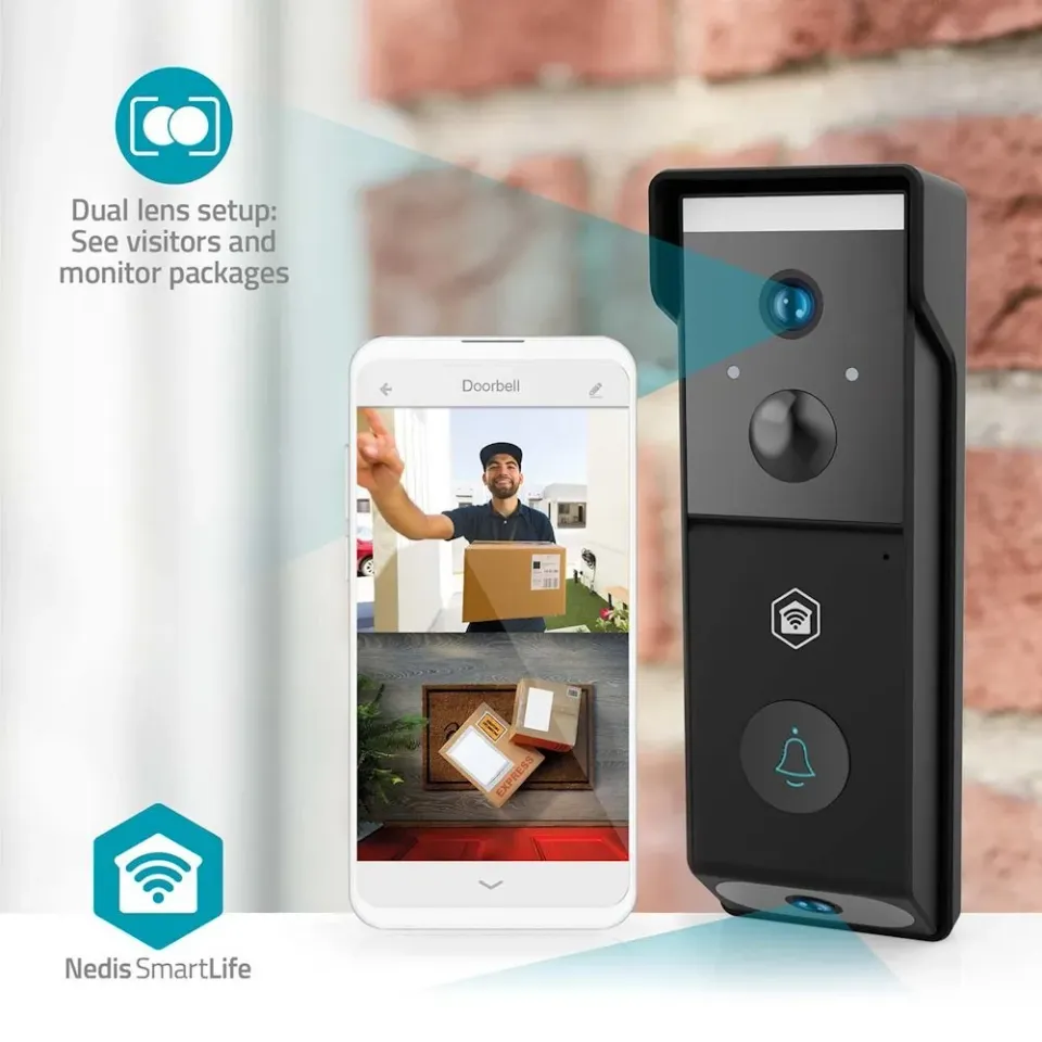 Nedis WIFICDP31BK - SmartLife Dveřní Video Telefon| Wi-Fi | Napájení z baterie |