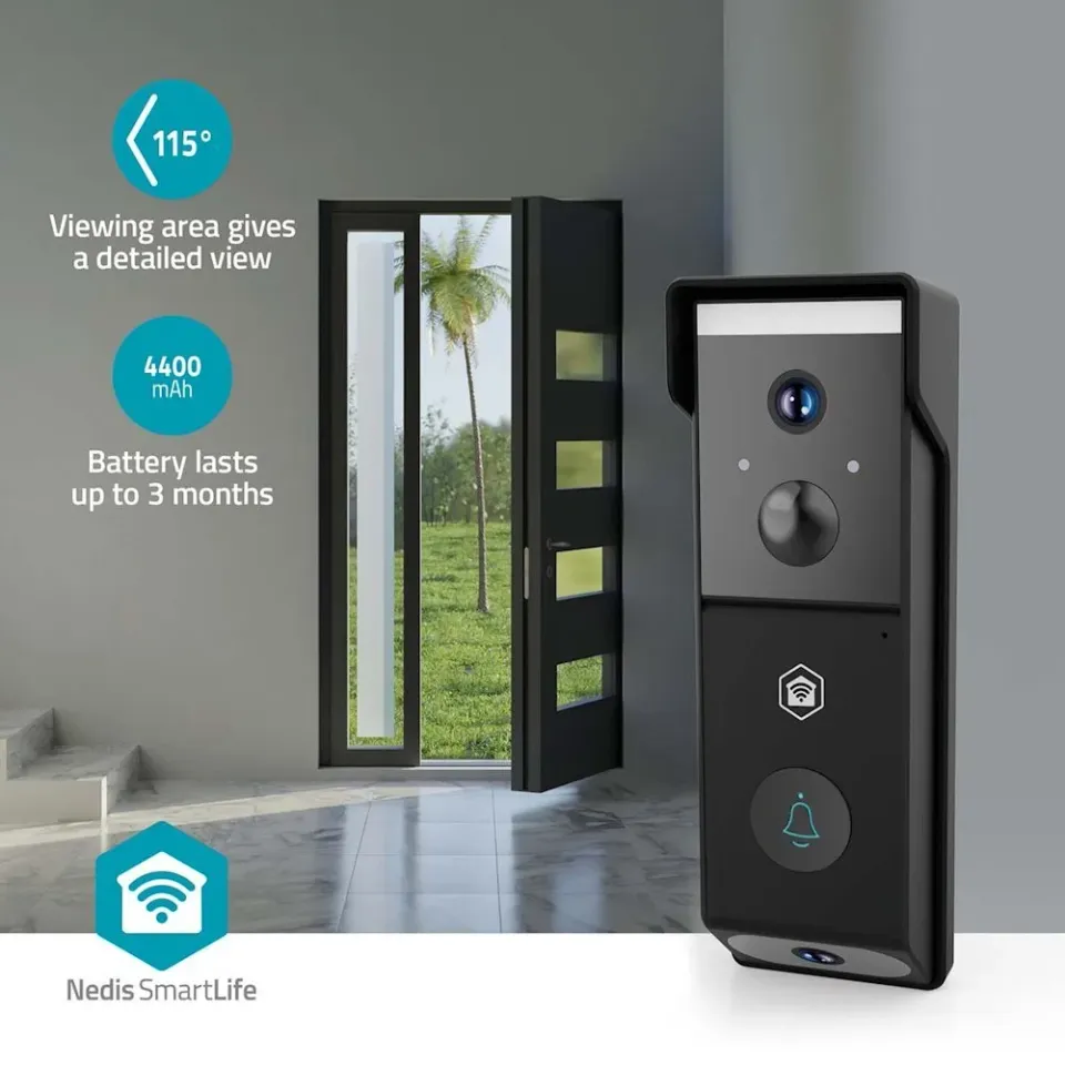 Nedis WIFICDP31BK - SmartLife Dveřní Video Telefon| Wi-Fi | Napájení z baterie |