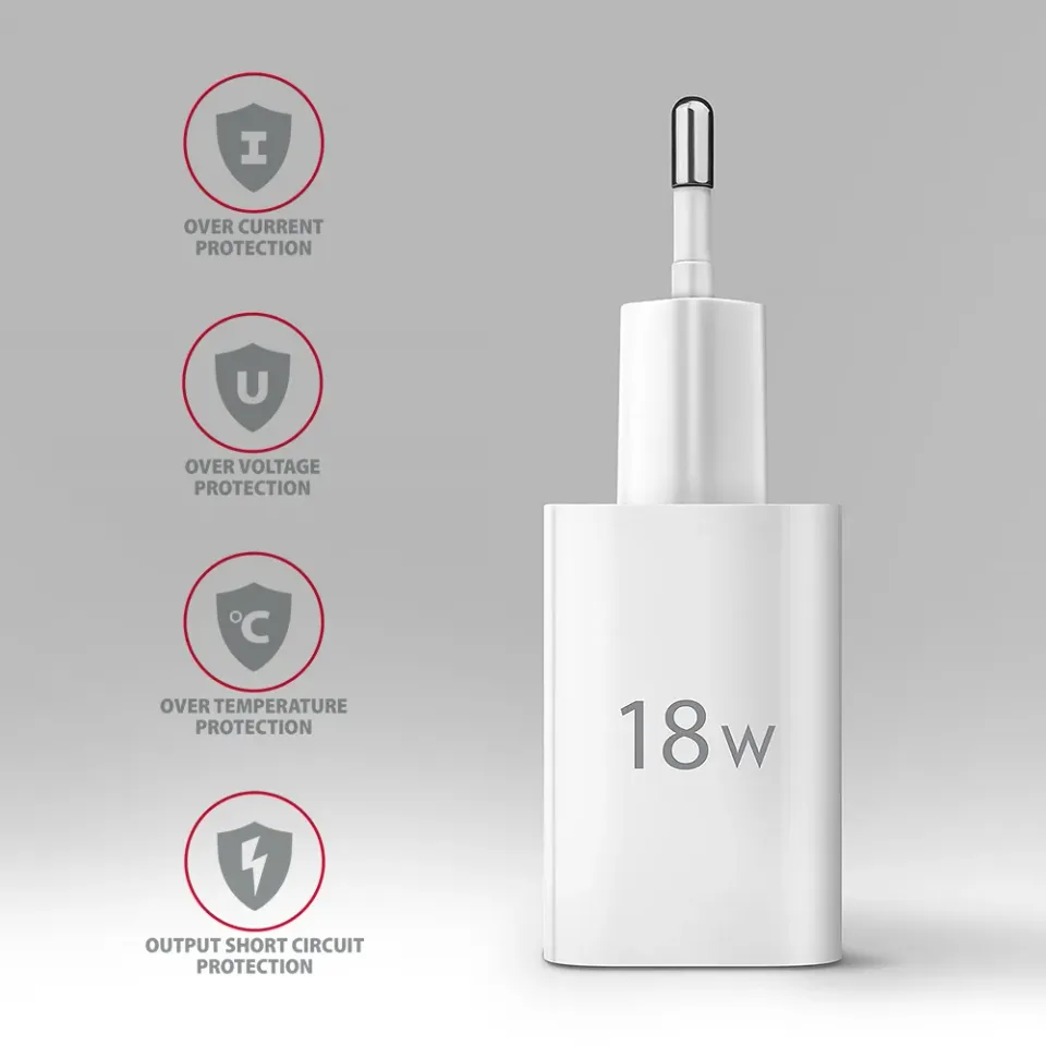 AXAGON ACU-QC18W, Nabíječka do sítě 18W, 1x port USB-A, QC3.0/AFC/Apple, bílá
