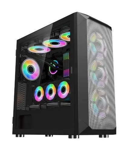 1stCOOL Middle Tower WIND STORM Black, ATX černý, bez zdroje, ATX (2xUSB2+ 1xUSB3+ Audio, bočnice) (PC case)